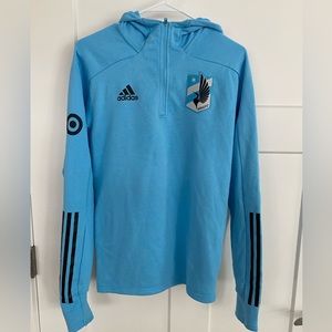 Minnesota United FC Baby Blue 3/4 Adidas TravelZip Up Trainer Pull over sz sm
